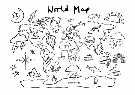 World Map Colouring Printable – Kid of the Village