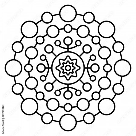 Simple floral mandala. Easy coloring page illustration for kids and  beginners. Abstract flower medallion. Stock Vector | Adobe Stock