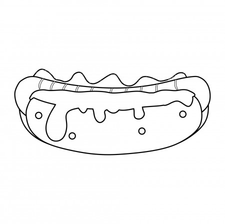 Black and white vector illustration of hot dog with cheese sauce for coloring  book and doodles 5152795 Vector Art at Vecteezy