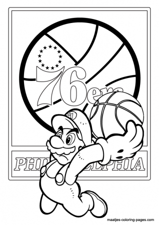 Philadelphia 76ers and Super Mario NBA coloring pages