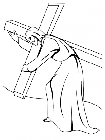 Jesus Christ Carrying the Cross Coloring Page - Free Printable Coloring  Pages for Kids