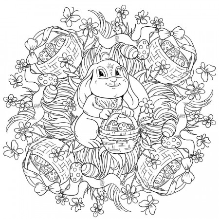 Cool Mandala Easter Coloring Page - Free Printable Coloring Pages for Kids