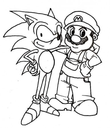 Mario with Sonic Coloring Page - Free Printable Coloring Pages for Kids