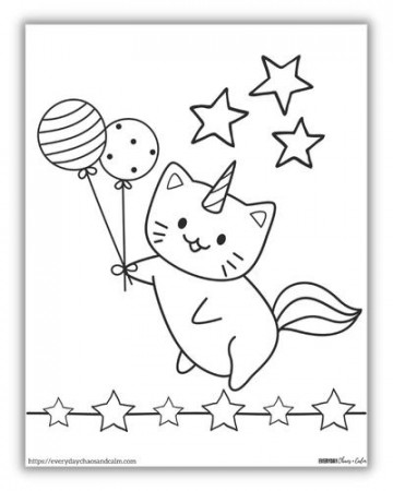 Unicorn Cat Coloring Pages (Free ...
