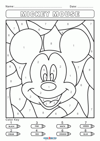 Mickey Mouse Color by Number Coloring Pages - Color by Number Coloring Pages  - Coloring Pages For Kids And Adults