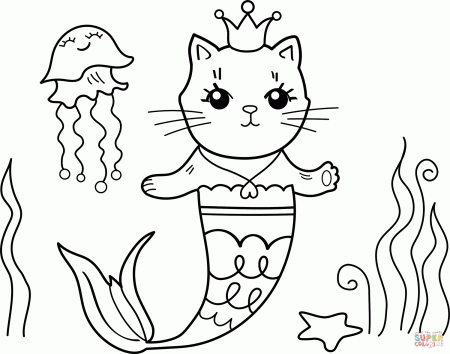 Mermaid Kitty coloring page | Free Printable Coloring Pages