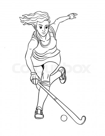 Field Hockey Isolated Coloring Page for Kids | Stock vector | Colourbox