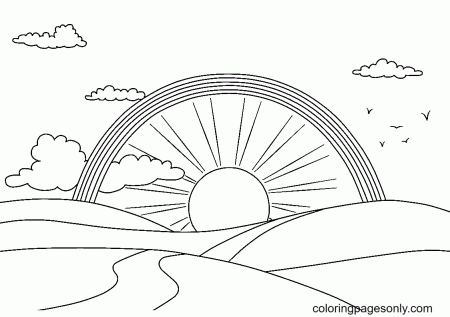 Rainbows, Sun, Paths and Clouds Coloring Pages - Rainbow Coloring Pages - Coloring  Pages For Kids And Adults