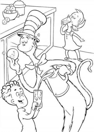 Dr Seuss the Cat in the Hat Pour Some Milk Coloring Page: Dr Seuss ...