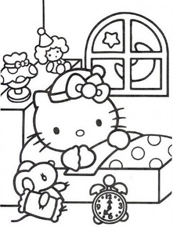 Hello Kitty ready to sleep - free coloring pages | Coloring Pages