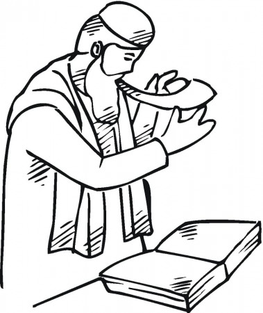 Man is Playing Shofar Coloring Page - Free Printable Coloring Pages for Kids