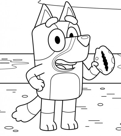 Bluey on the Beach Coloring Page - Free Printable Coloring Pages for Kids