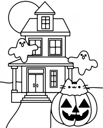 Pusheen Halloween coloring page ...