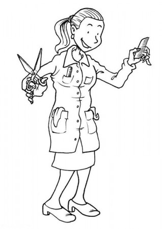 Coloring Page female hairdresser - free ...