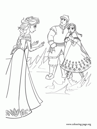Frozen - Anna, Kristoff and Elsa coloring page