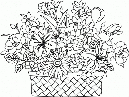 Flower Basket Coloring Pages - High Quality Coloring Pages