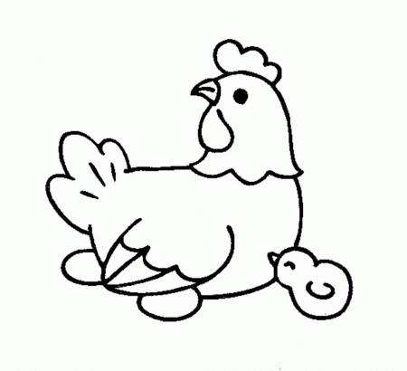 Cute Farm Animal Coloring Pages A Hen And Chick Animal Coloring ...