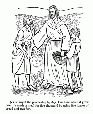 Jesus Feeds 5000 Coloring Page