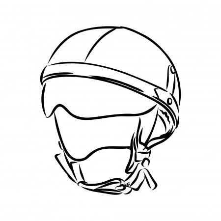 Premium Vector | Safety bike helmet hand drawn black and white vector  illustration retro headwear casque