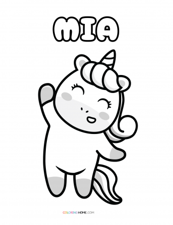 Mia unicorn coloring page