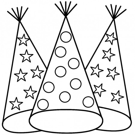 Happy New Year Party Hat Coloring Page Archives - gobel coloring page -  ClipArt Best - ClipArt Best