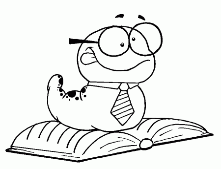 black and white bookworm - Clip Art Library