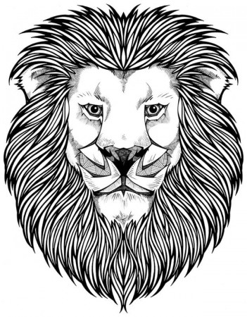 Coloring pages for adults: Lion, printable, free to download, JPG, PDF