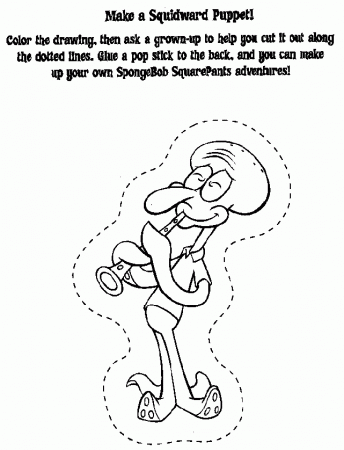 Squidward puppet coloring page
