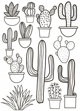 Cactus Coloring Page - Etsy