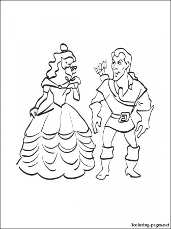 Gaston and Belle coloring page | Coloring pages