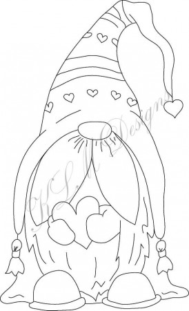Valentines Gnome Coloring Pages