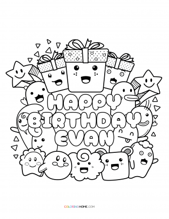 Happy Birthday Evan coloring page