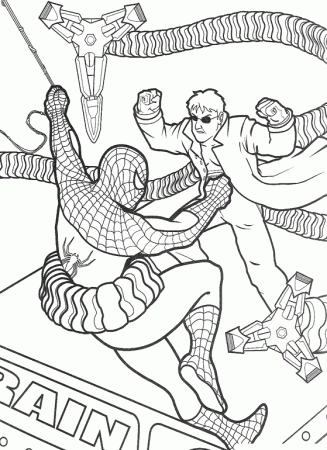 Spiderman - Spiderman caught in flight by Doctor Octopus
