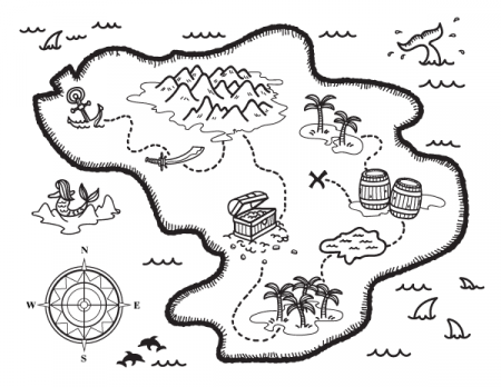 Free treasure map coloring page. Download it at  https://museprintables.com/download/coloring-page/tre… | Treasure maps, Treasure  maps for kids, Pirate treasure maps