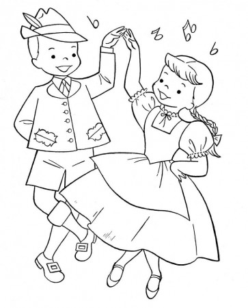 Austrian Boy and Girl Coloring Page - Free Printable Coloring Pages for Kids