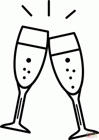 Champagne Glasses Clinking coloring page | Free Printable Coloring Pages