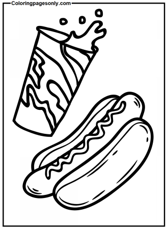 Soda and Hot Dog Coloring Pages - Hot Dog Coloring Pages - Coloring Pages  For Kids And Adults