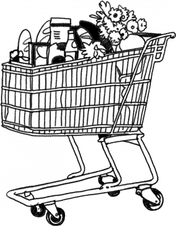 Download Grocery Cart Coloring Page 5 By John - Full Shopping Trolley  Drawing - Full Size PNG Image - PNGkit