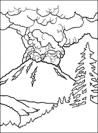Active volcano coloring sheet--- could go with my mouth is a volcano  lesson! ( : | Coloring pages, Cool coloring pages, Volcano projects