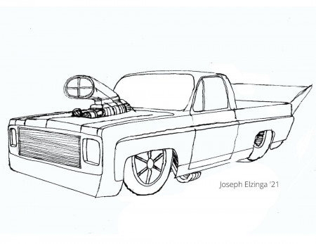 Truck Dragster Coloring Page - Etsy