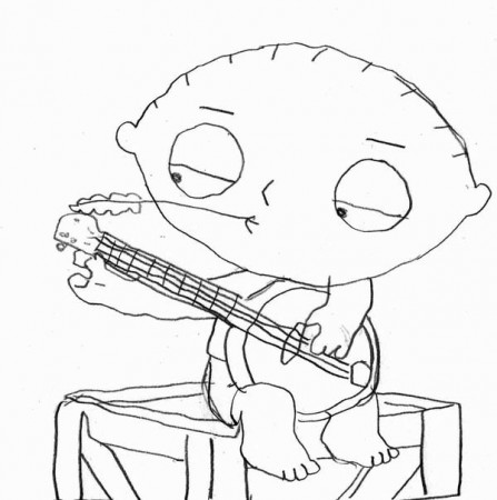 Stewie And His Banjo In Family Guy Coloring Page : Kids Play Color