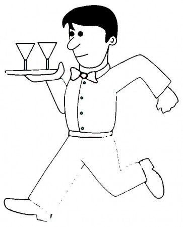 Waiter Running Coloring Page - Free Printable Coloring Pages for Kids