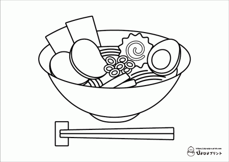 Ramen【Food Coloring Page】 | ぴよぴよプリント