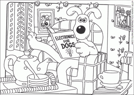 Gromit Reading The Book Coloring Pages ...