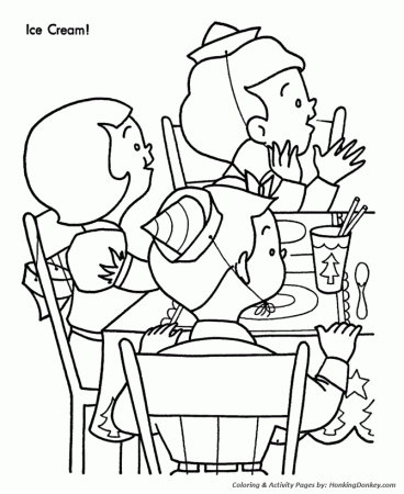 Christmas Party Coloring Pages - Ice Cream Time Coloring Sheet |  HonkingDonkey
