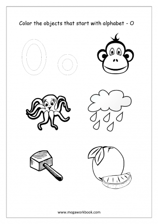 Alphabet Picture Coloring Pages - Things That Start With Each Alphabet -  Free Printable Kindergarten Worksheets - MegaWorkbook
