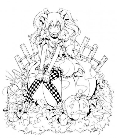 anime girl halloween coloring pages - Clip Art Library