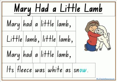 4 Best Images of Mary Had A Little Lamb Nursery Rhyme Printable ...