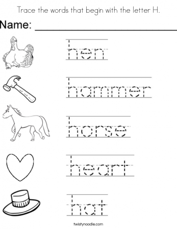 Trace the words that begin with the letter H Coloring Page ...