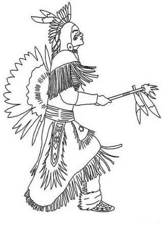 Native American Doing Pow Wow Dance Coloring Page | Kids Play Color